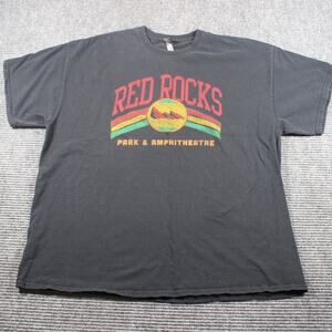 Red Rocks T-Shirt Unisex XXL Black Park & Amphitheatre Graphic Retro Stripes